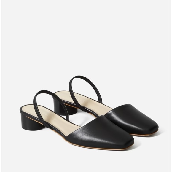 Everlane Shoes - Everlane The Tapered Square Toe Slingback Shoes Black SZ 6.5